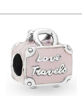 Pandora Sterling Silver Travel Suitcase Bag Charm with Pink Enamel - 798063EN124